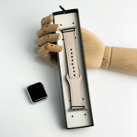 Кожаный ремешок Leather Rivet Clasp на Apple Watch 38/40/41mm Beige